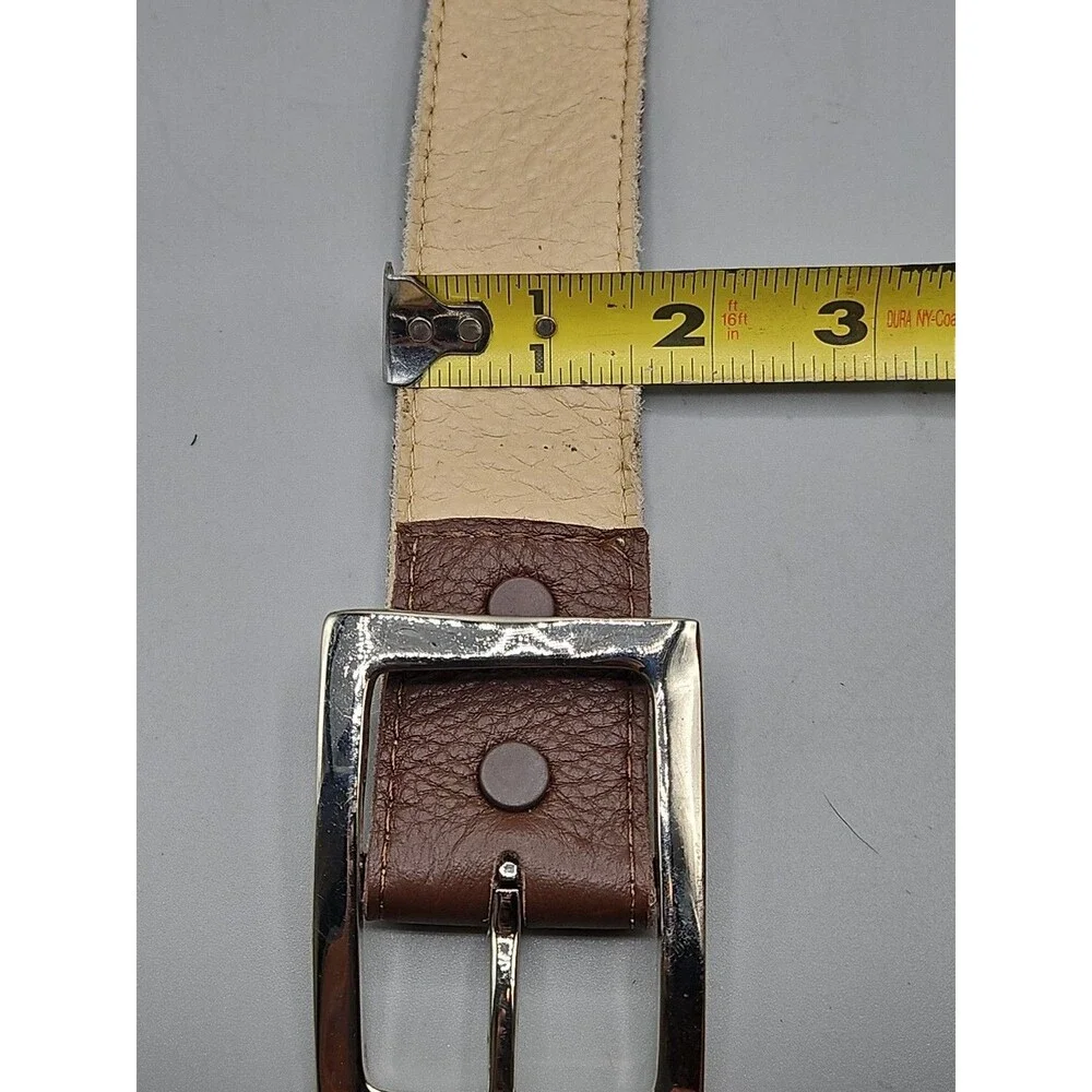 Crescent Reversible Brown Tan Soft Leather Belt Size 36 Hand Made In USA 1.5